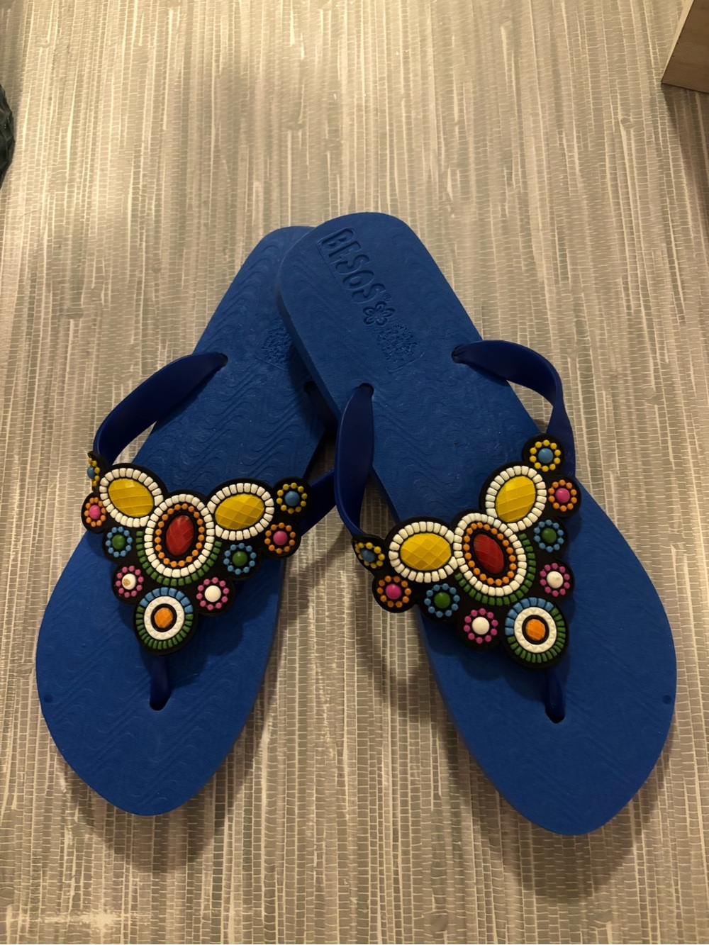 Beaded Blue Women's Flip Flop Sandals